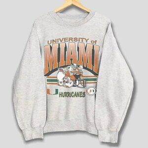 Vintage 90s Miami Hurricanes Football Sweatshirt, University Of Miami Shirt Grey